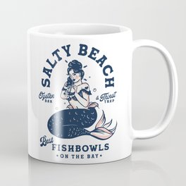 Salty Beach Oyster Bar & Thirst Trap Mermaid Pinup Coffee Mug