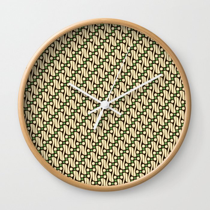 Batik Parang Green Pattern Wall Clock