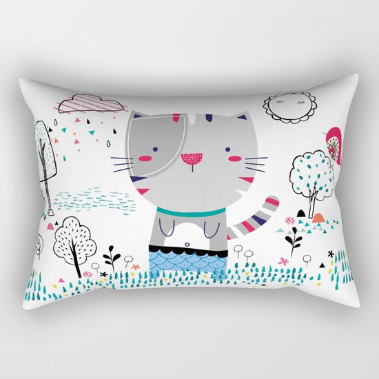 Cat in the Garden Rectangular Pillow