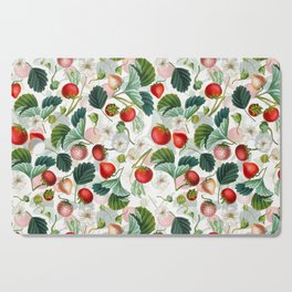 Vintage & Shabby Chic - Bohemian Strawberries Botanical Summer Flower Garden Cutting Board