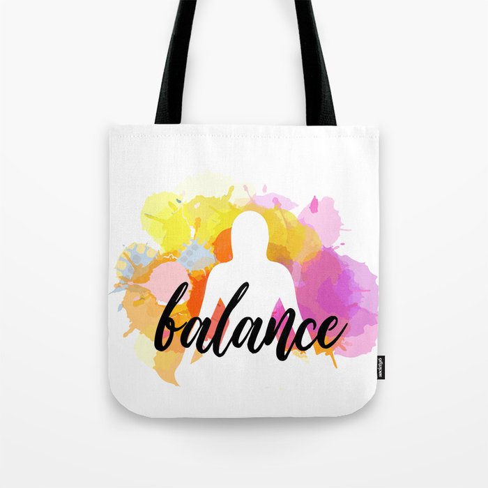 Silhouette of a woman sitting balanced in lotus pose watercolor	 Tote Bag