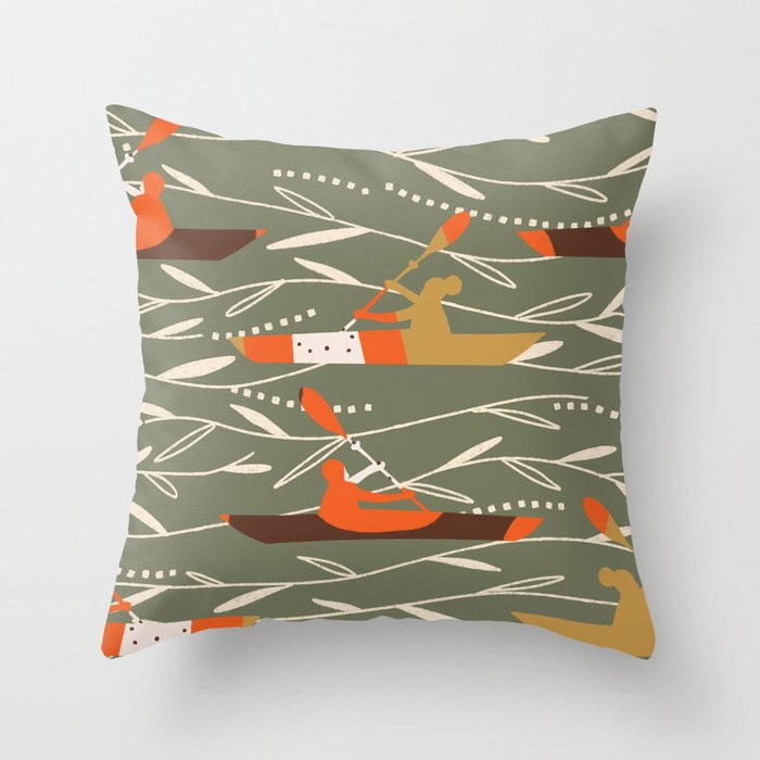 Canoeing At the Lake Sports Musk Throw Pillow