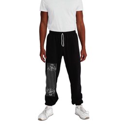 GOTHIC CHRISTMAS  BLACK AND GREY STRIPES WITH ORNATE SILVER WHITE EMBELISHMENTS Sweatpants