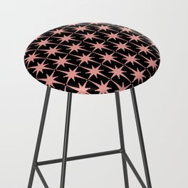 Midcentury Modern Atomic Starburst Pattern in Black and 50s Bathroom Pink Bar Stool
