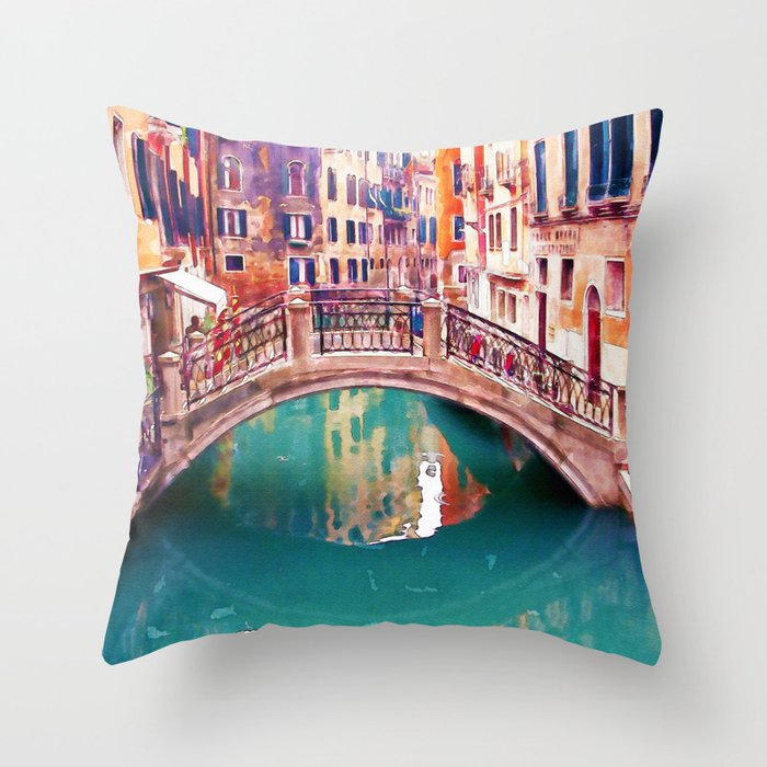 Small Bridge in Venice Throw Pillow