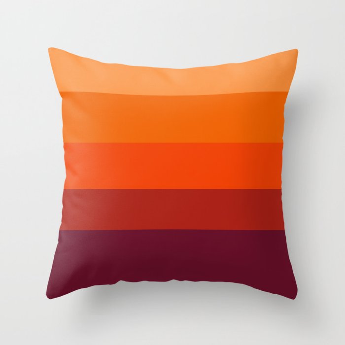Solid Retro Orange Lines Throw Pillow