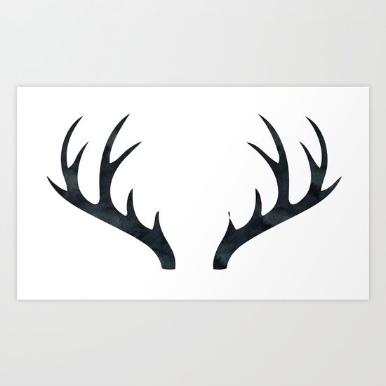 Antlers Black and White Art Print
