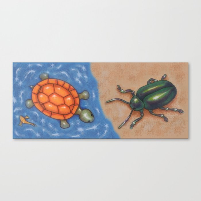 Turtle and Beetle Mug Canvas Print