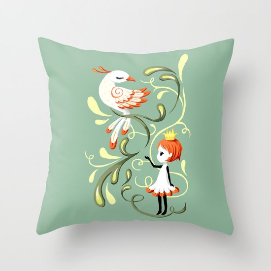 Princess and a Bird Throw Pillow