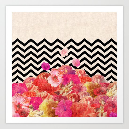 Chevron Flora II Art Print