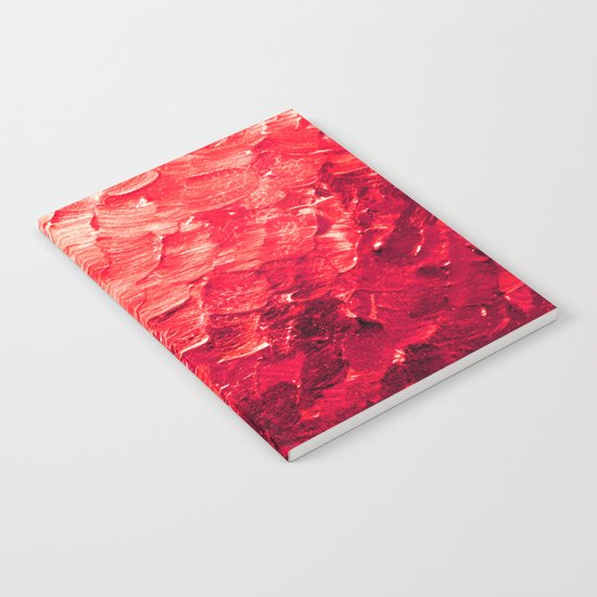 MERMAID SCALES 4 Red Vibrant Ocean Waves Splash Crimson Strawberry Summer Ombre Abstract Painting Notebook
