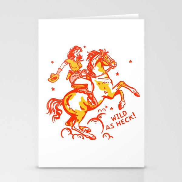 Retro Cowgirl Horse Riding Art. Vintage Western Decor Stationery Cards