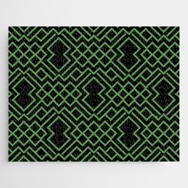Black and Green Modern Geometric Shape Pattern Pairs DE 2022 Trending Color Golf Course DE5601 Jigsaw Puzzle