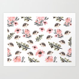 Floral hedgehog Art Print