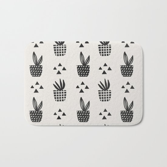 Trendy Stamped Potted Plants Bath Mat