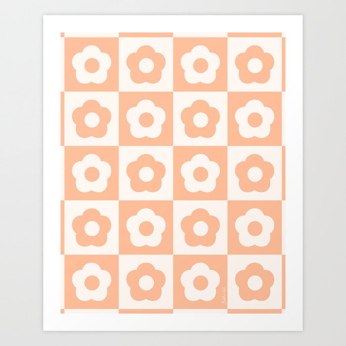 Daisy Checker Peach Fuzz Art Print