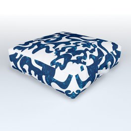 Portuguese inspired tile art in blue hues Outdoor Floor Cushion