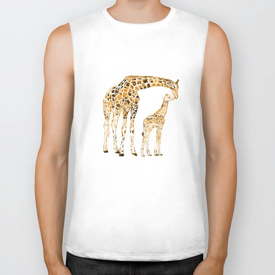 family girrafes, watercolor Biker Tank