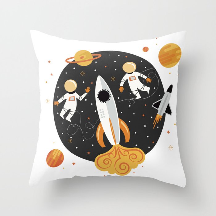 Astronauts in Space Throw Pillow