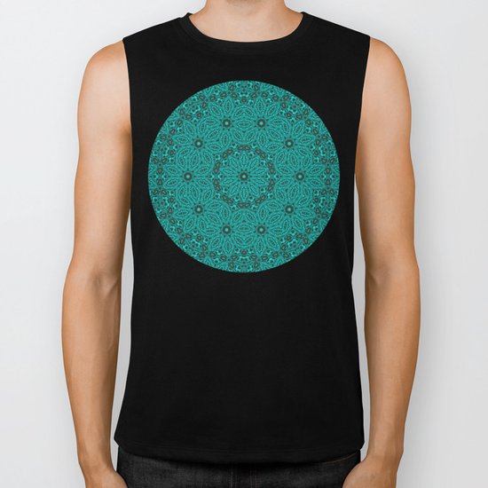 Beautiful mandala in teal and green Biker Tank