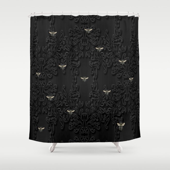 Black Bees Shower Curtain