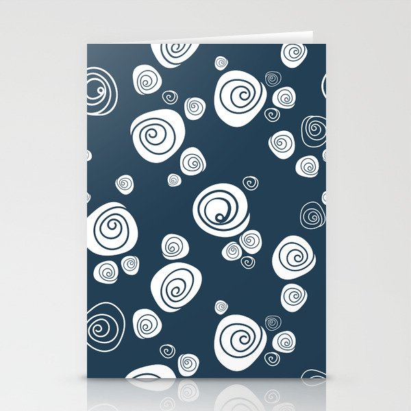 Simple white rose pattern on navy blue Stationery Cards