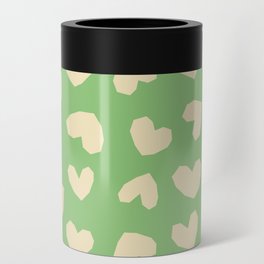 Geometric Hearts pattern green Can Cooler