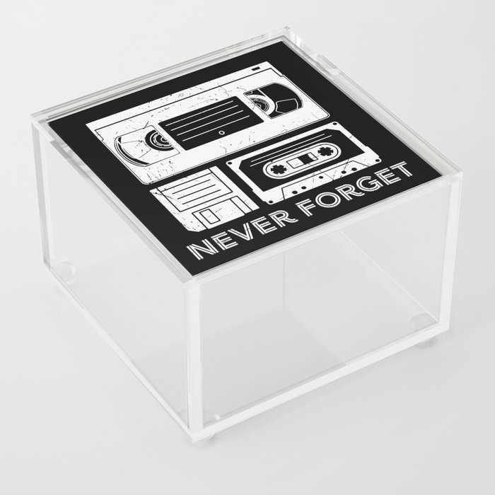 Never Forget VHS Cassette Floppy Funny Acrylic Box