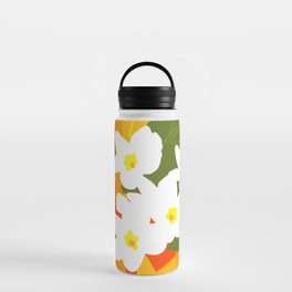 Jungle Flowers Retro Modern Tropical Orange And Red Water Bottle