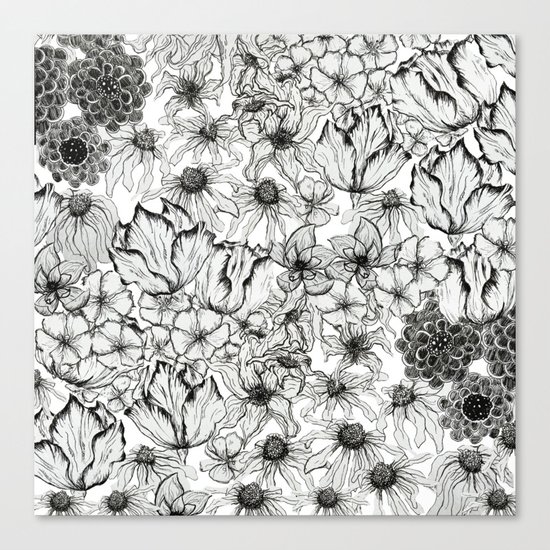 Ink Flowers Canvas Print