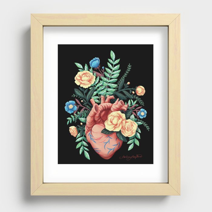 Floral Heart Painting Recessed Framed Print