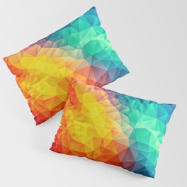 Abstract Polygon Multi Color Cubism Low Poly Triangle Design Pillow Sham
