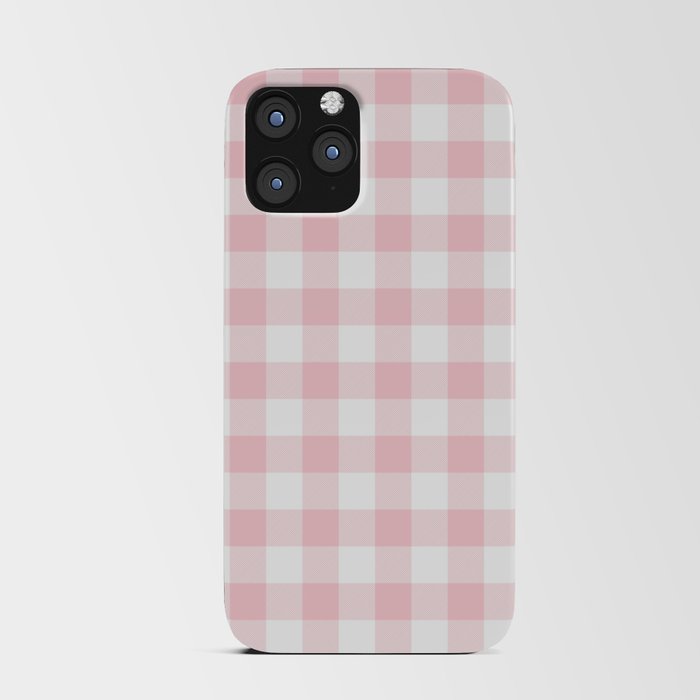 Large Valentine Soft Blush Pink and White Buffalo Check Plaid iPhone Card Case