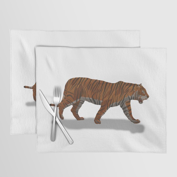  brown tiger walking and roaring digital painting Placemat