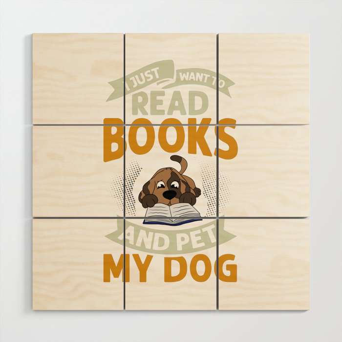 Book Dog Reading Bookworm Librarian Reader Wood Wall Art