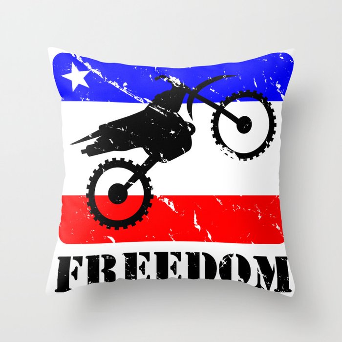 FREEDOM! Dirt bike Throw Pillow