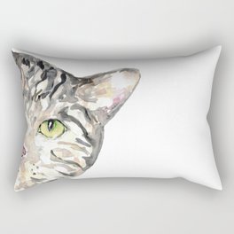 Grey cat peeking Painting Wall Poster Watercolor Rectangular Pillow