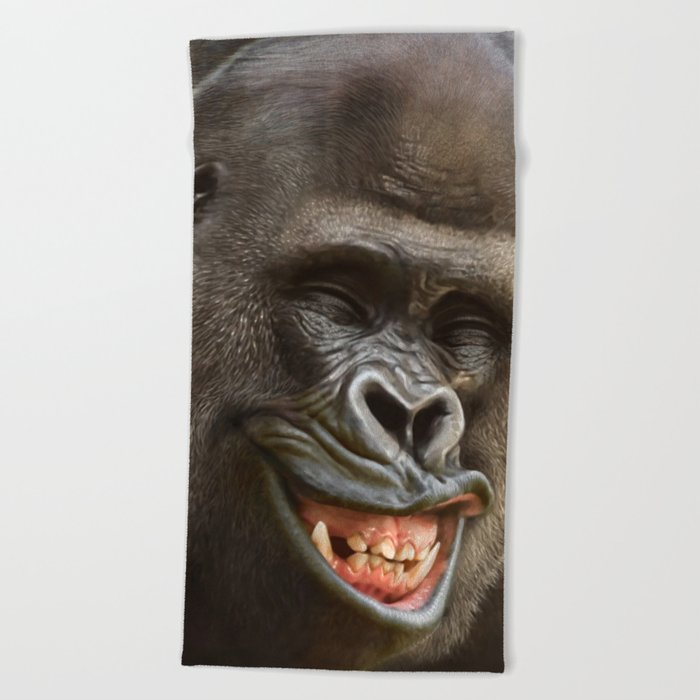 Smiling Gorilla (^_^) Beach Towel