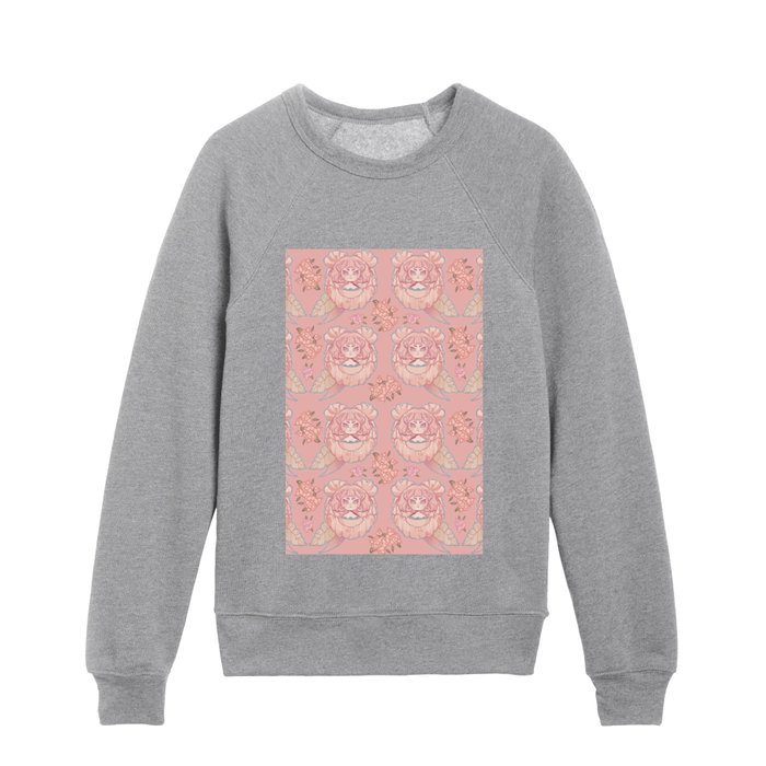 Pastel Peony Girl (Pattern) Kids Crewneck