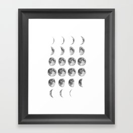 Full Moon cycle print black-white photograph new lunar eclipse poster bedroom home wall decor Framed Art Print