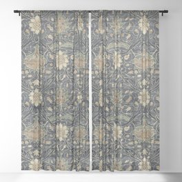 William Morris Vintage Montreal Indigo Slate Sheer Curtain