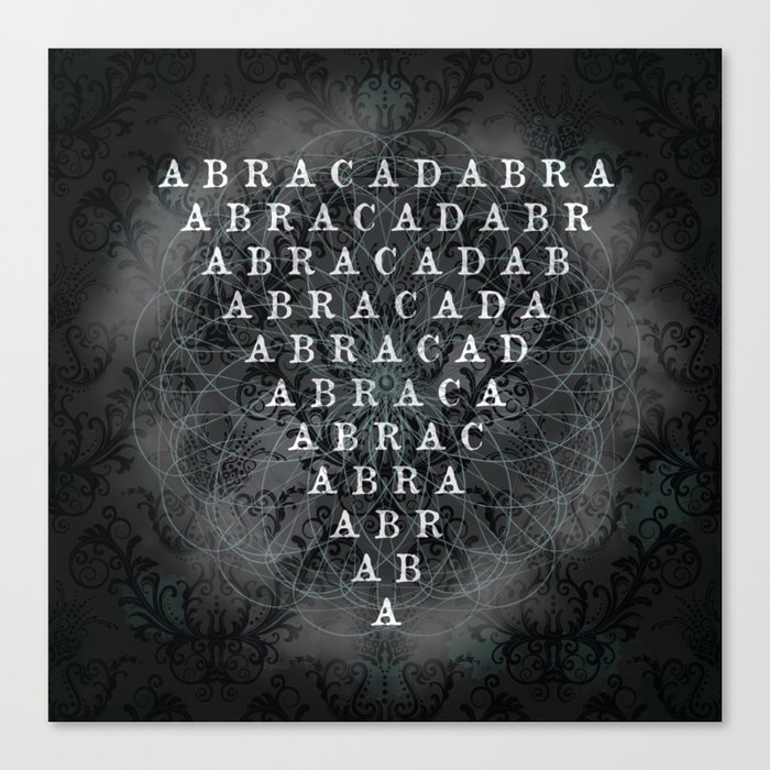 Abracadabra Reversed Pyramid in Charcoal Black Canvas Print