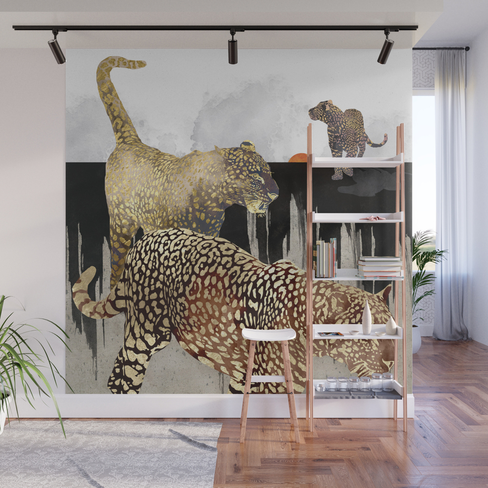 Minimal Leopards Wall Mural by spacefrogdesigns