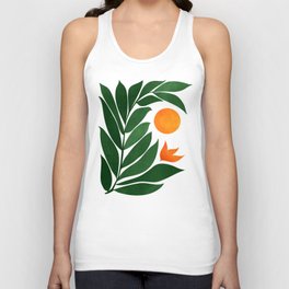 Tropical Forest Sunset / Mid Century Abstract Shapes Unisex Tank Top