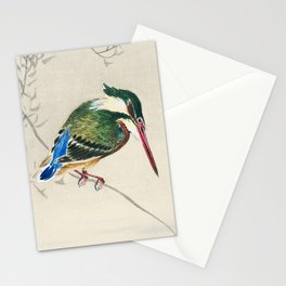 Kingfisher Bird Waiting For Fish To Hunt - Vintage Japanese Illustration Stationery Cards
