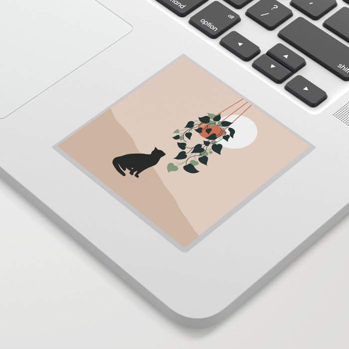 Cat with Plant Sticker