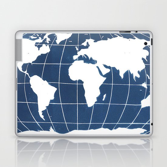 Navy Map of the World Laptop & iPad Skin