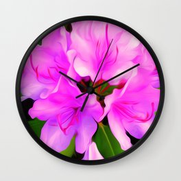 Painted Rhododendron - Pink Wall Clock
