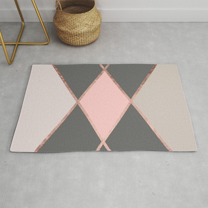 Modern Pastel Pink Gray Color Block, Gray And Pink Rug