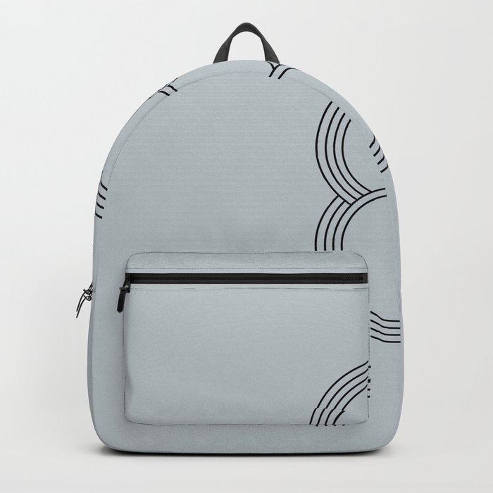 Anima - Black Geometric Circle Art Design Pattern on Grey Backpack